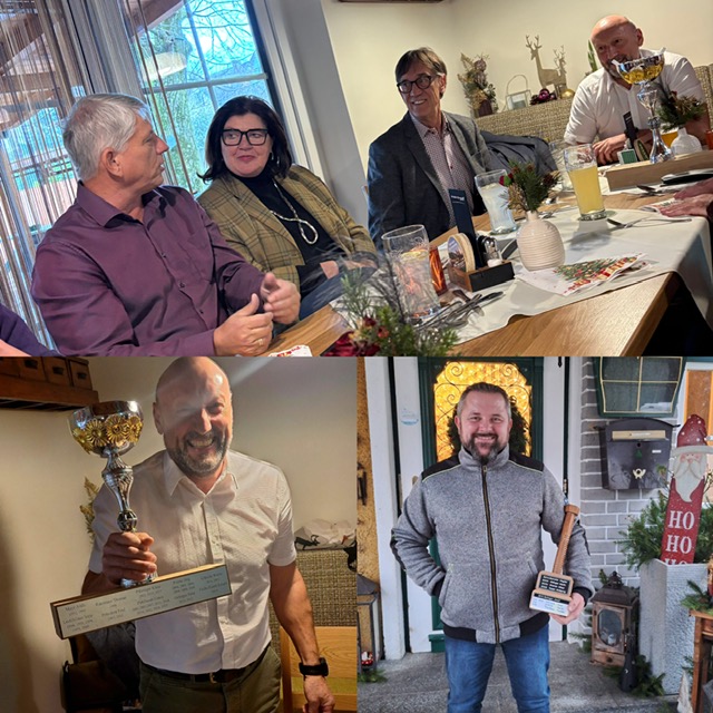 Die zwei wichtigsten Akteure beim Abschlussessen. Conny P. Champion und nach engem Kampf mit Sepp, Conny A. schwächster Kegler.